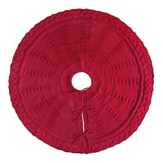 Christmas Tree Skirt Red/White Tree Skirt Knit Thick Rustic Xmas Tree Decoration for Winter Holiday Tree Mat Decor