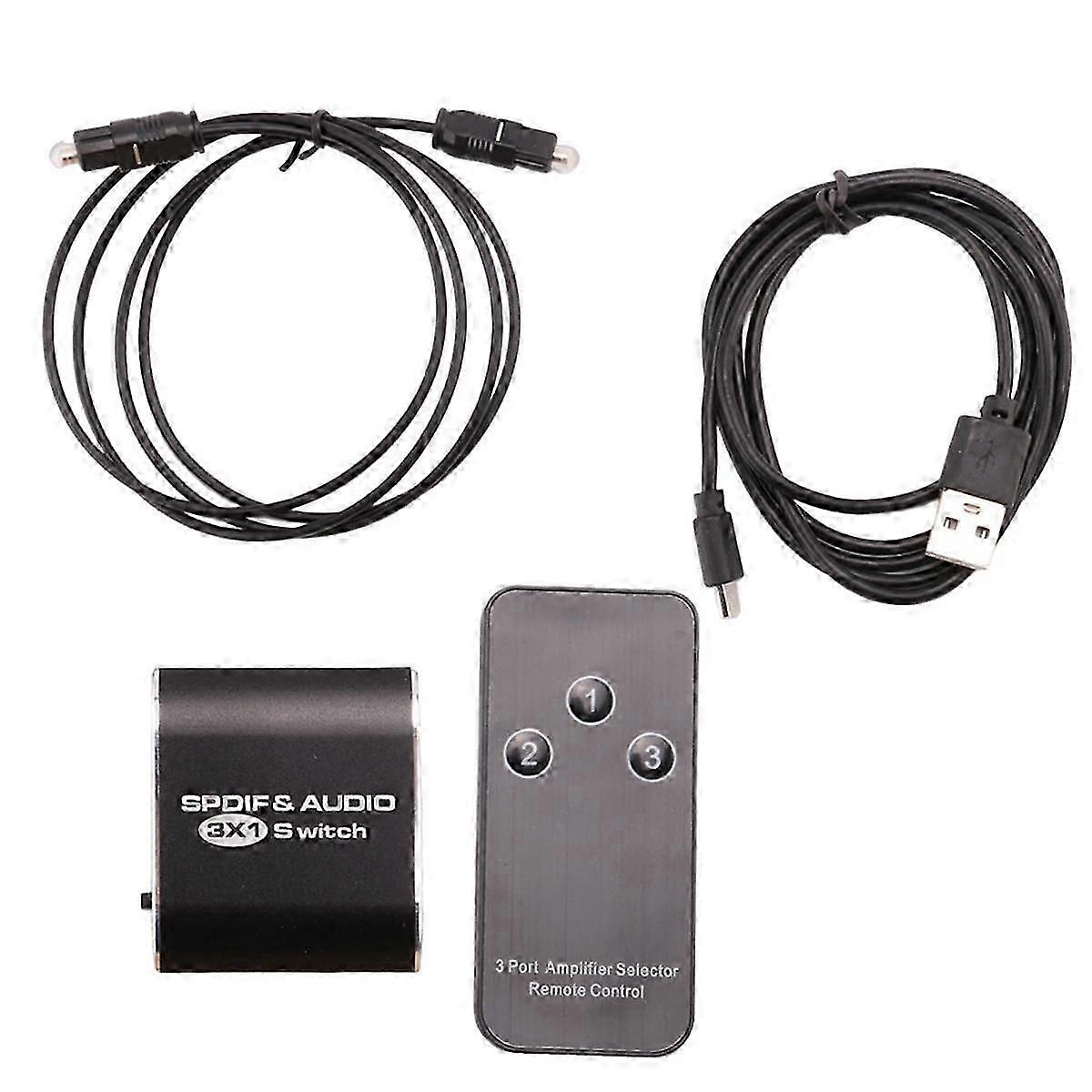 Spdif & Audio Switch 3 in 1 Out Optical Splitter Toslink Digital Optical Audio Switch 3X1 Adapter