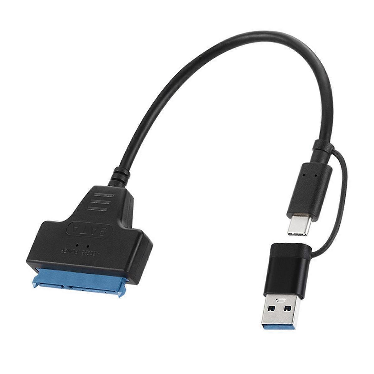 TypeC+USB 3.0 to SATA Hard Drive Adapter Cable Hard Disk Driver Converter for 2.5/3.5 Inch Mobile Ha