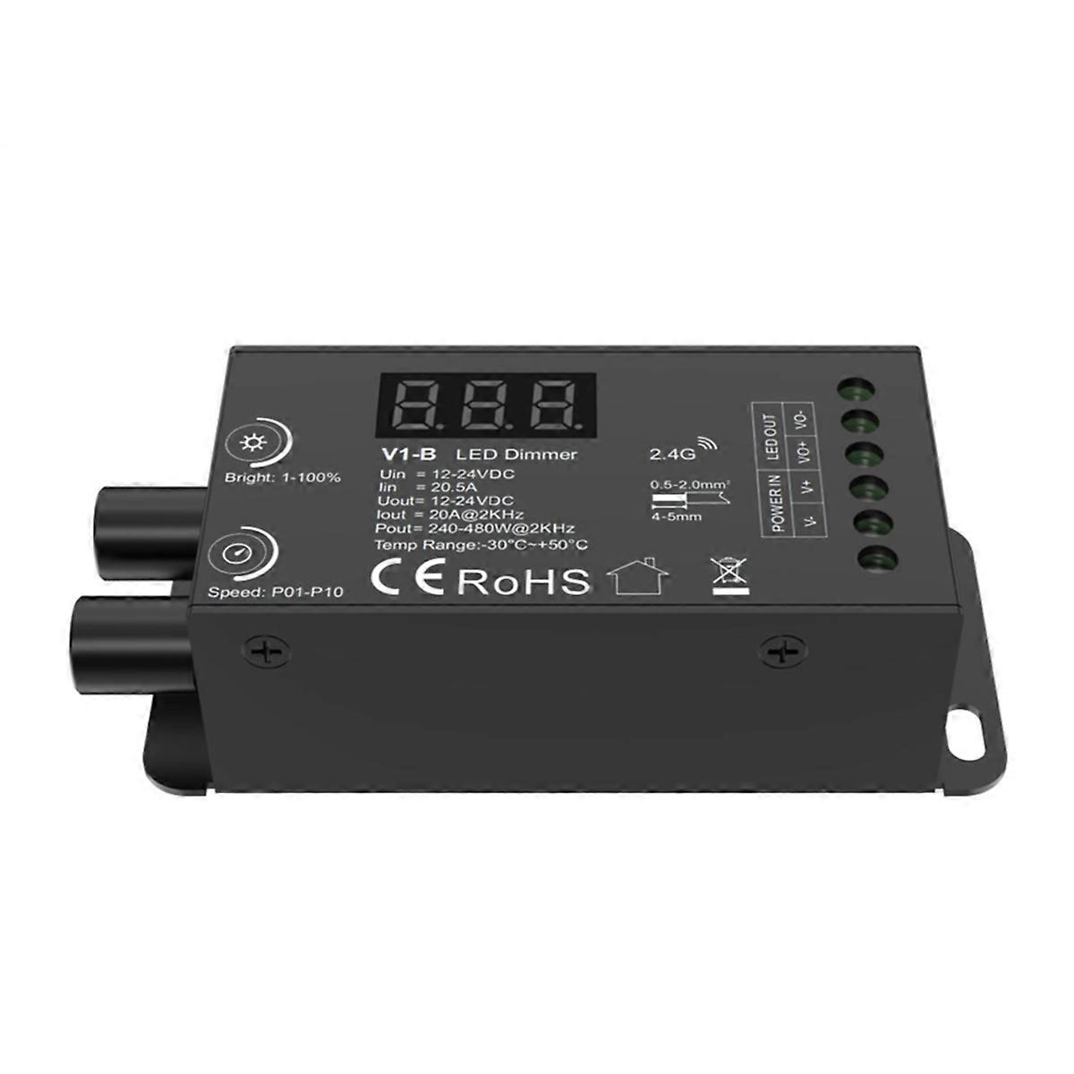Dual Knob Constant Voltage LED Dmmer 1CHx20A Wireless Remote Control Numeric Display CV Controller V
