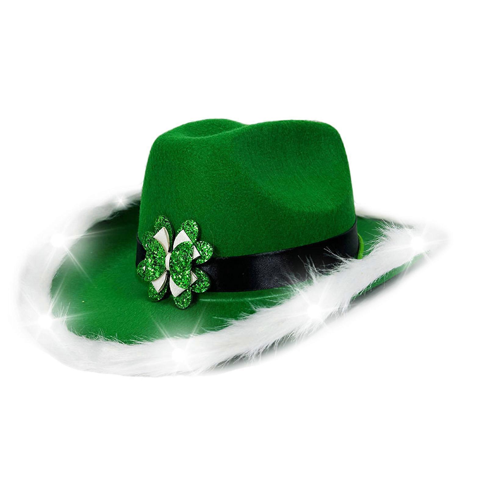 قبعة يوم StPatrick للتجمع العائلي كرنفالات الاحتفال بالحفلات متوهجة تقليم قبعة مهرجان أغطية الرأس شامروك حزام قبعة خضراء