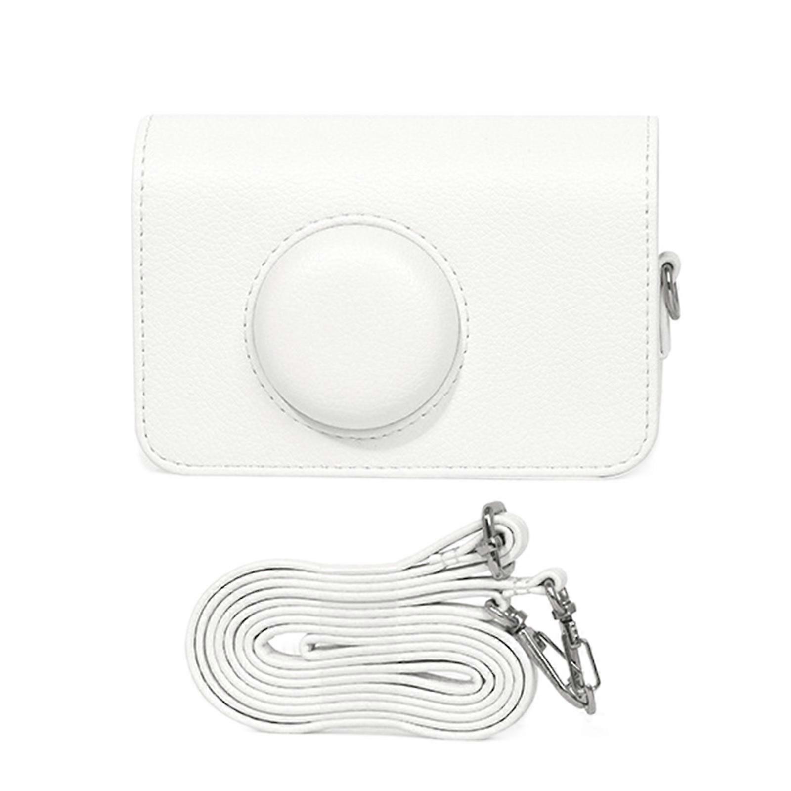 Solid Color Carrying Case for EKTAR H35 F9 501F PU Case Protective Cover with Adjustable Shoulder Strap Camera Bag  White