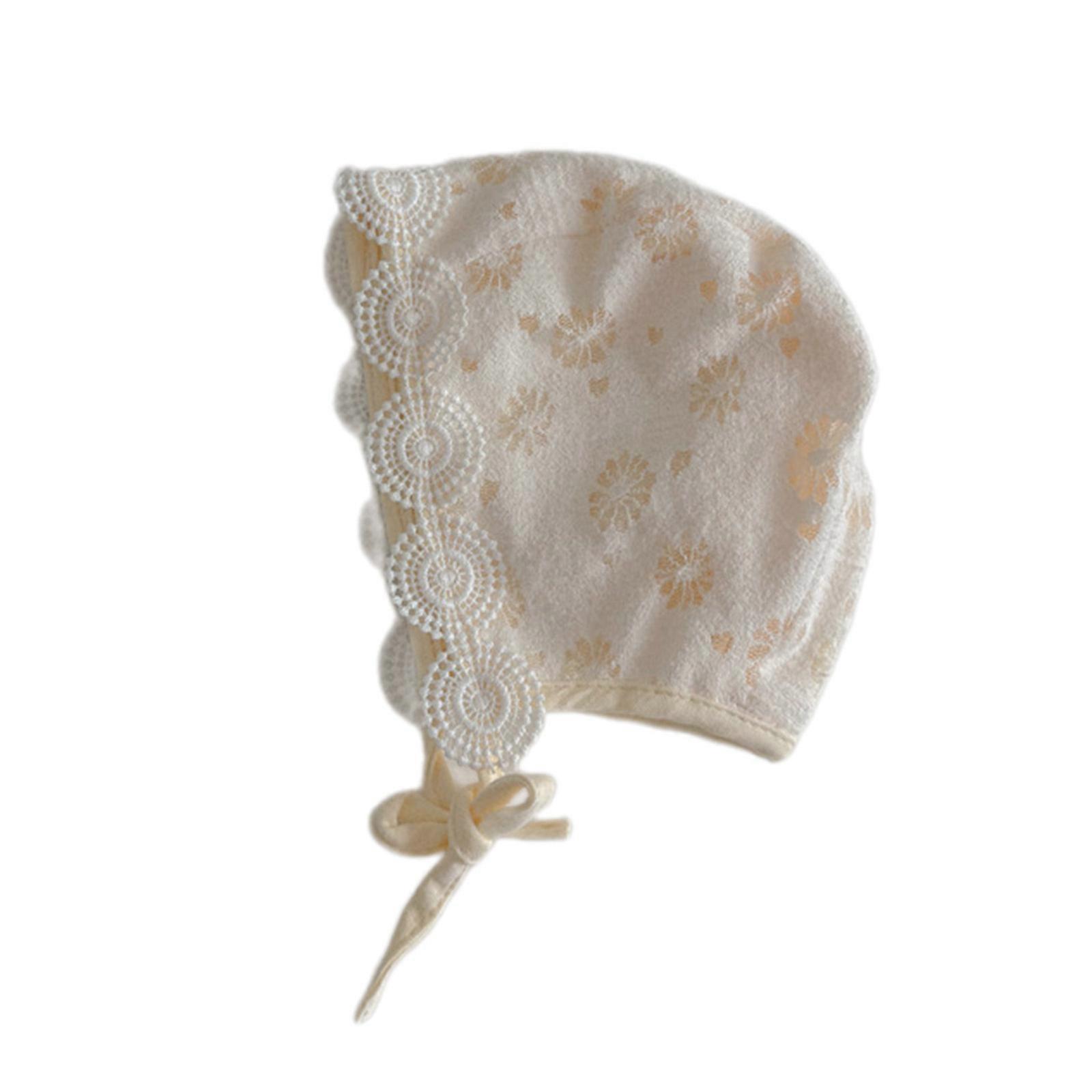 Casquettes élégantes pour nouveau-nés Bonnet en dentelle douce et confortable pour bébé Casquettes fœtales en coton à la mode Chapeau de bonnet pour tout-petits
