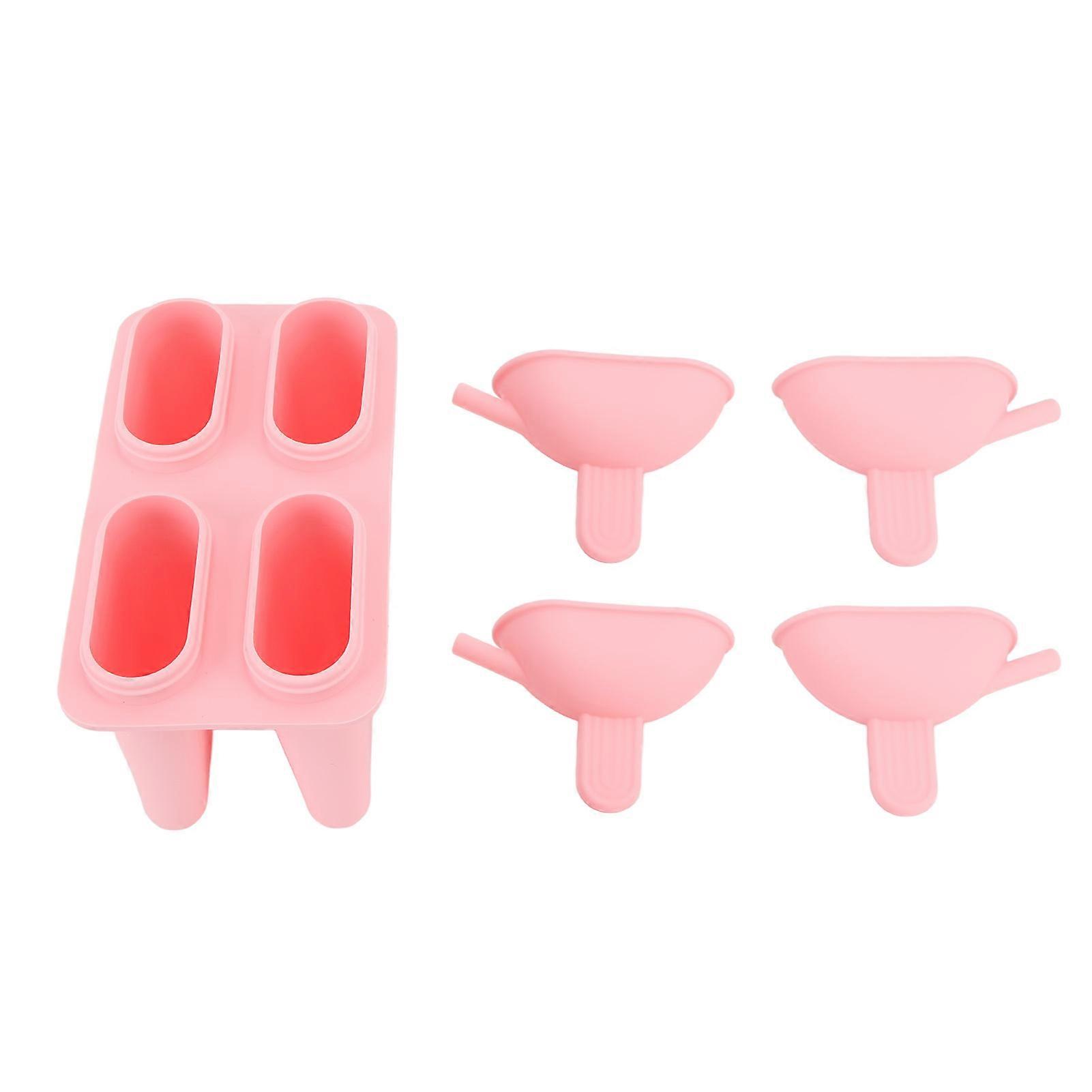 Silicone Ice Cream Mold Kit: Innovative DIY Ice Pop Maker with 50 Freezer Sticks for Home Use(Pink)