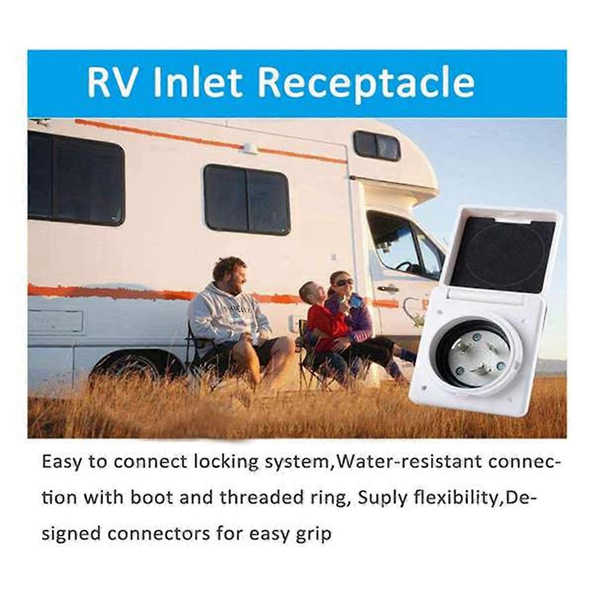 RV Power Inlet Outlet Shore Power Kit W/Boot Cord Protector, 30AMP