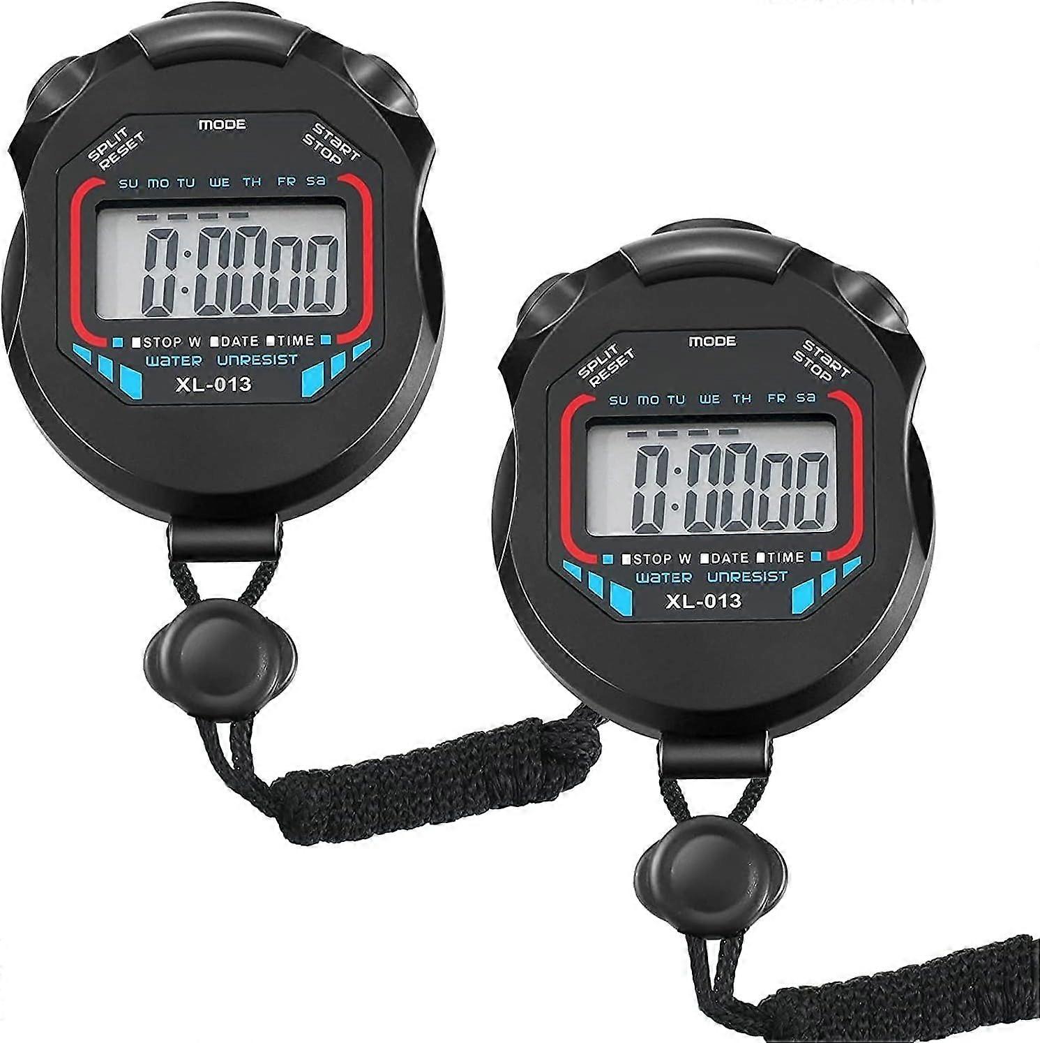 2 pcs Digital Handheld Multi-Function Professional Electronic Chronograph Sports Stopwatch Timer