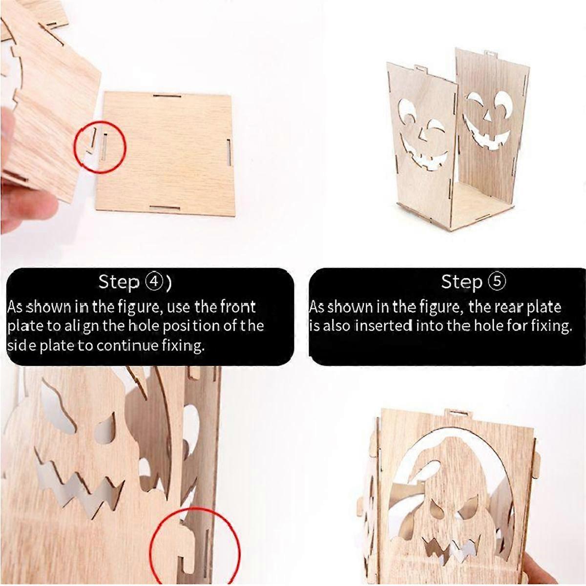 Halloween Wooden Lighted Pumpkin for Tabletop,D