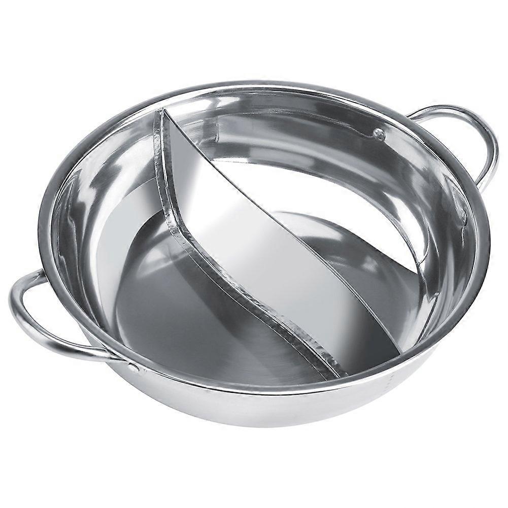 Stainless Steel Pot Two-flavor Separation Induction Cooker Double-sided Soup Cooker for Family Gatherings 30cm