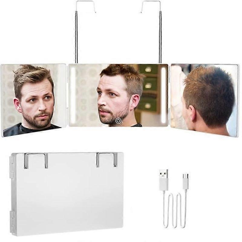 360 LED Makeup Mirror - White - Rectangular - Adult - Hanging