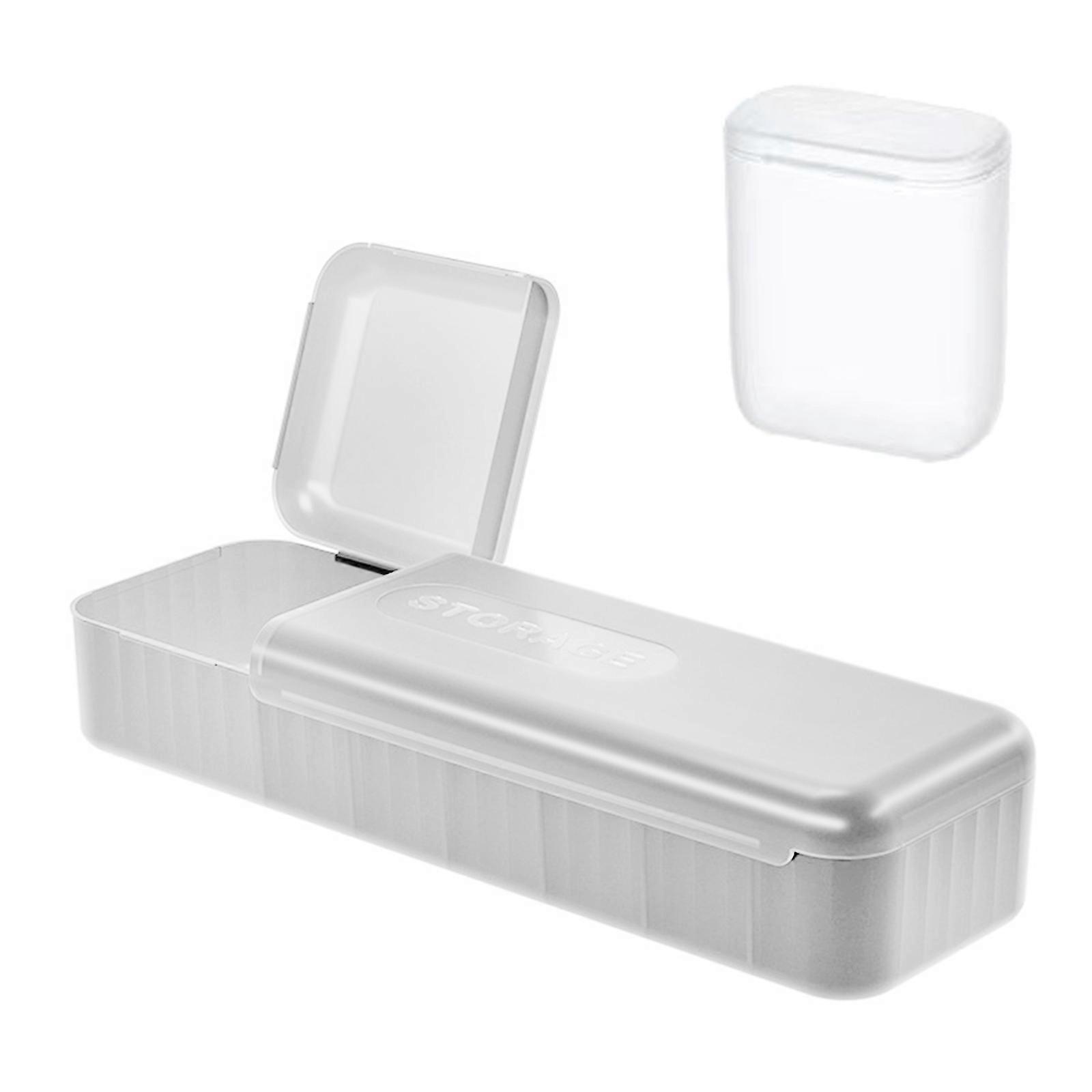 2Pcs Cable Storage Container With Lid Cables Management Box Plastic Charger Cord Organizer Electronic Device Holder Case big and small White