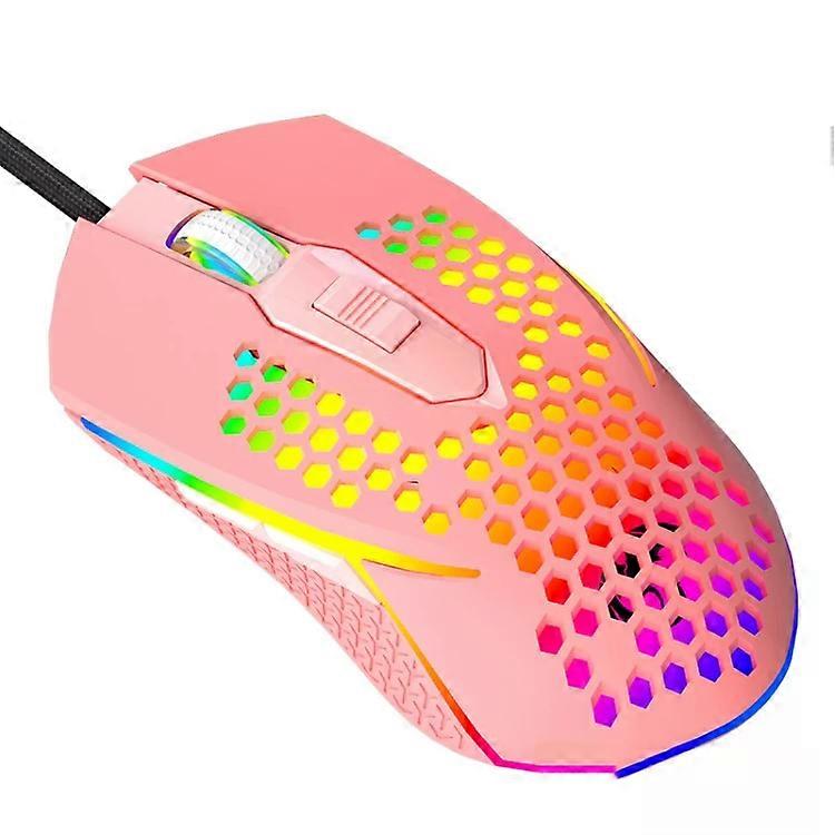 游戏鼠标可编程RGB，6键，1.5m线缆，粉色-LEAVEN粉色
