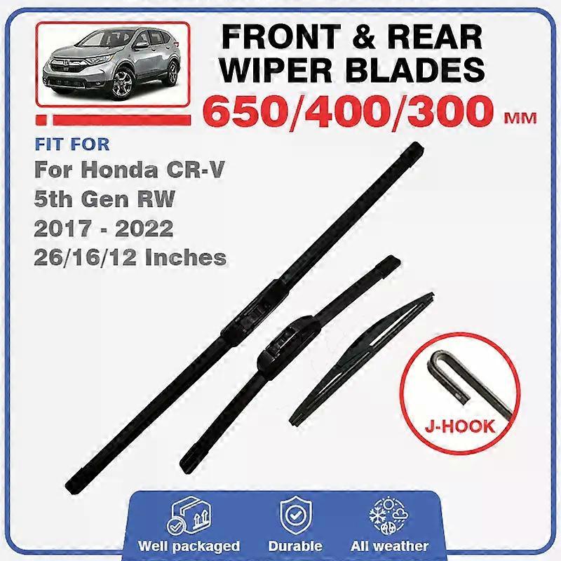 For For Honda CR-V CRV 5th Gen RW 2017 - 2022 Front Rear Wiper Blades Windshield Windscreen Window 26"16"12" Accessories Refills