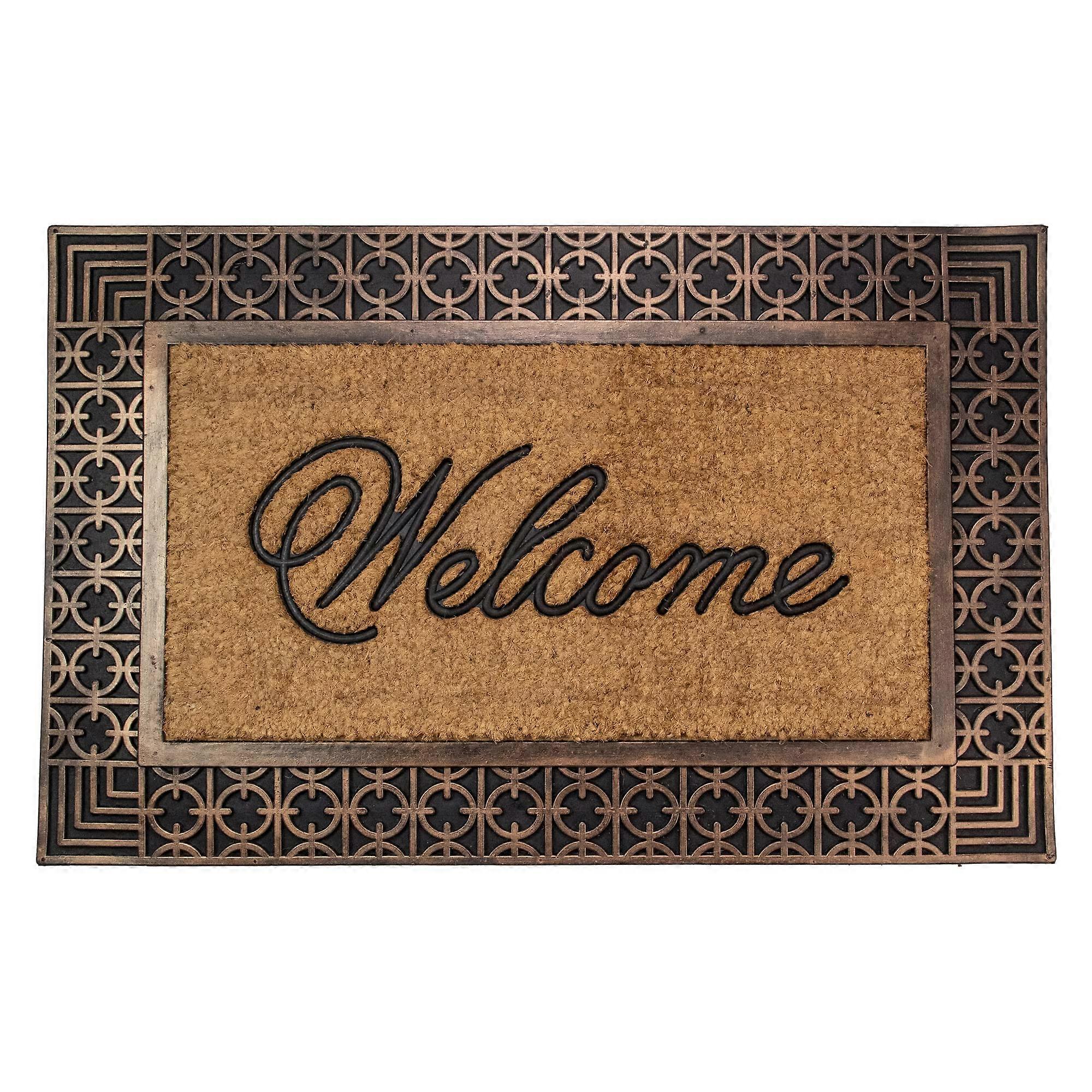 Gold and Coir Rectangular Welcome Doormat 23' x 35'