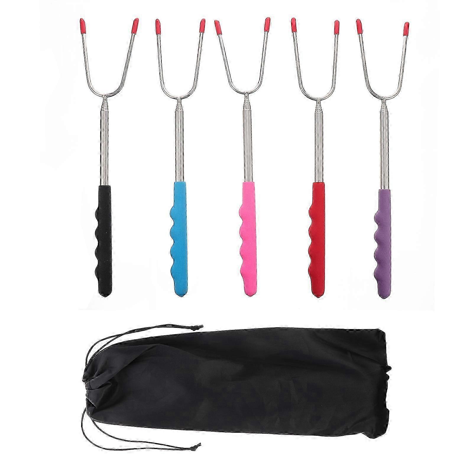 1 Set Telescopic Stainless Steel Skewers Practical Barbecue Forks BBQ Skewers