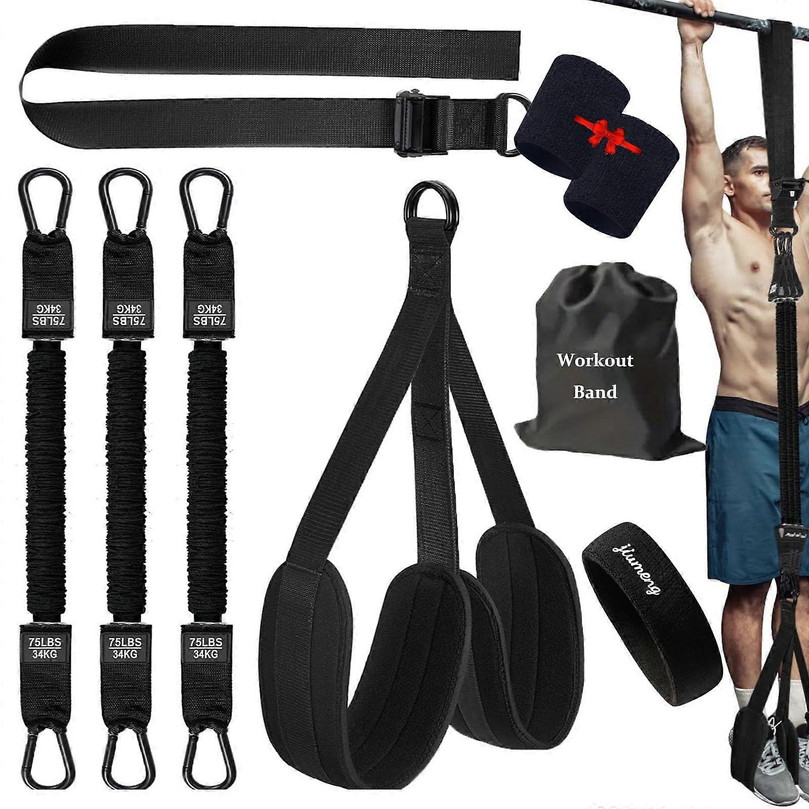 Heavy-Duty Pull up Workout Band, Adjustable Pull up Assistance Band, Set with Supports