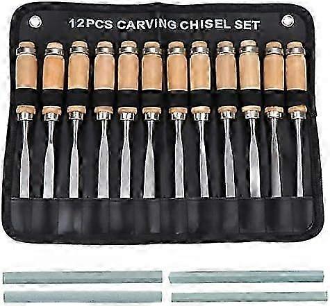 Wood Carving Hand Chisel Set, Woodworking Gouges Tool 12 in 1
