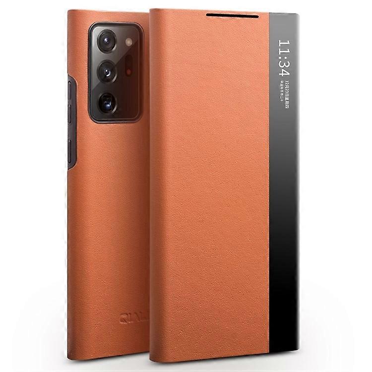 QIALINO compatibile per Samsung Galaxy Note20 Ultra / Note20 Ultra 5G Visualizza la copertura della finestra Custodia per telefono in vera pelle bovina con Aut