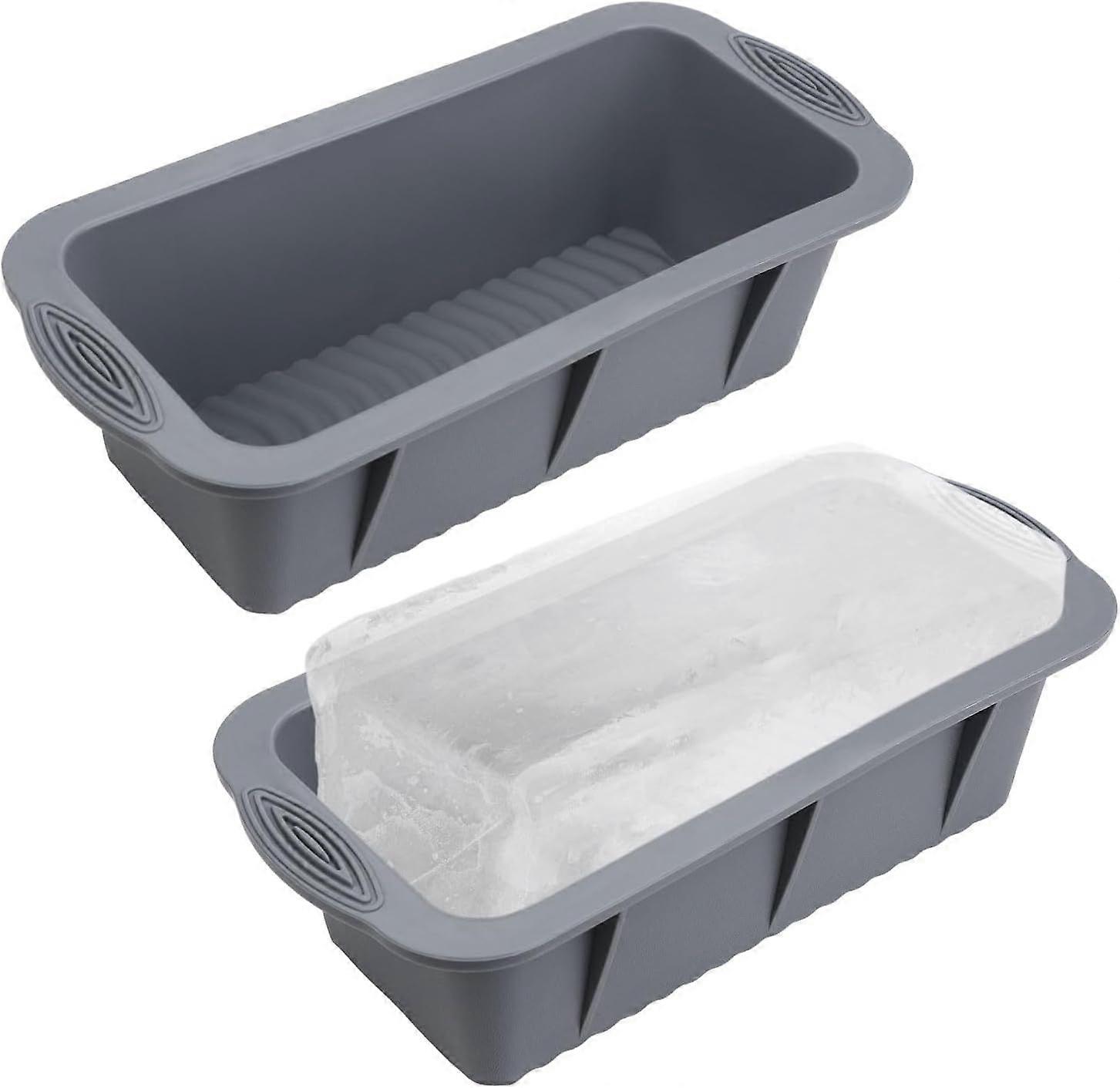 2 Large Ice Molds, 2.1 kg, Extra Large Reusable Grey Silicone Ice Cube Trays for Freezer, Ice Bath, Cold Dip or Freezer