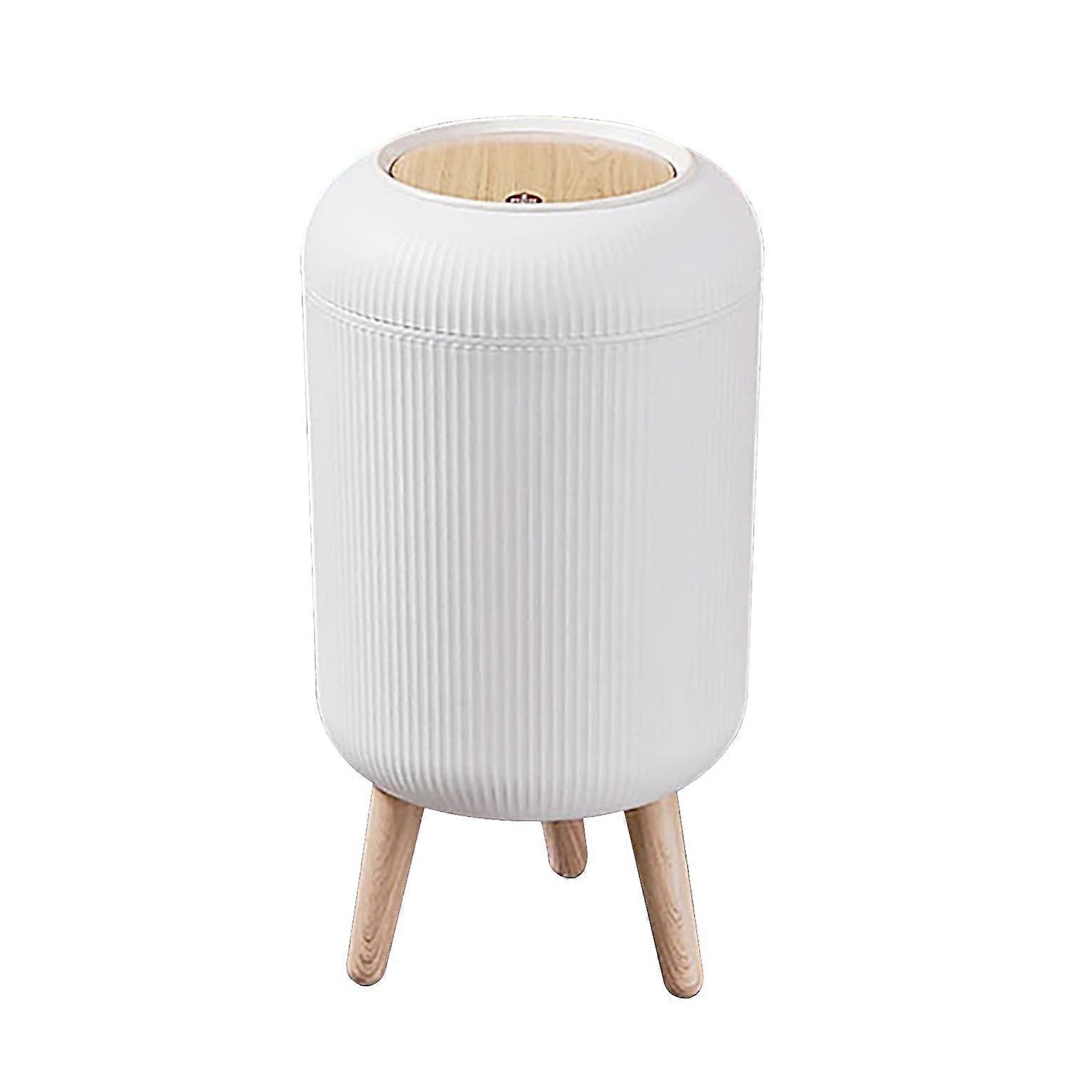Round Bathroom Garbage Can, 2 Gallon/10 Liter with Soft Close Lid and Press Top Design for Easy Waste Disposal