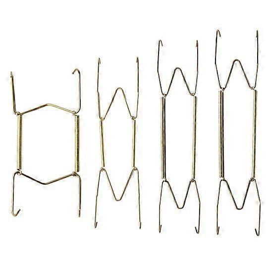 1 Set Metal Plate Spring Hanger with Wall Mount Hook Clear Protector Invisible W-shape Adjustable Round Rectangle Square Ceramic Decorative