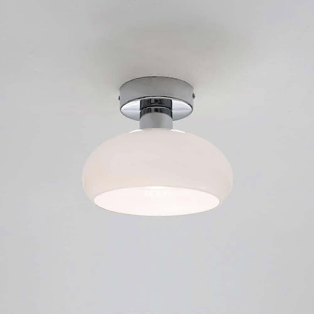 1-Light Modern Mini Ceiling Light Fixture with Glass Shade for Bathroom, Balcony, Entryway - Chrome Finish