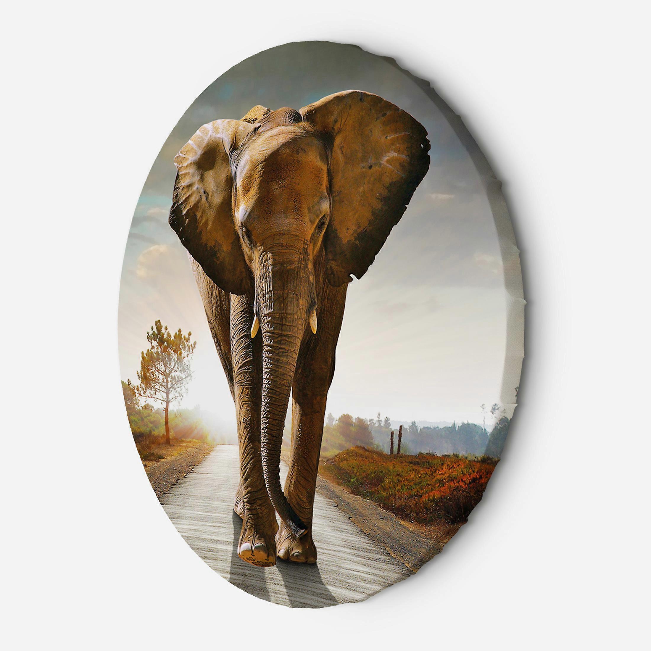 Impression sur toile, Eléphant sur la route - 40x40
