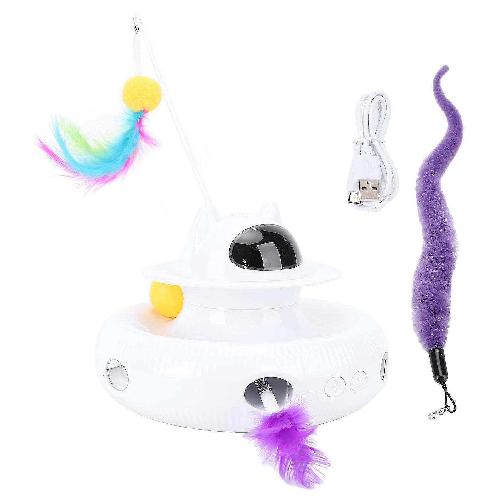 Interactive Automatic Rotating Reduce Boredom Promote Exercising Funny Feather Electronic Cat Toy for Home