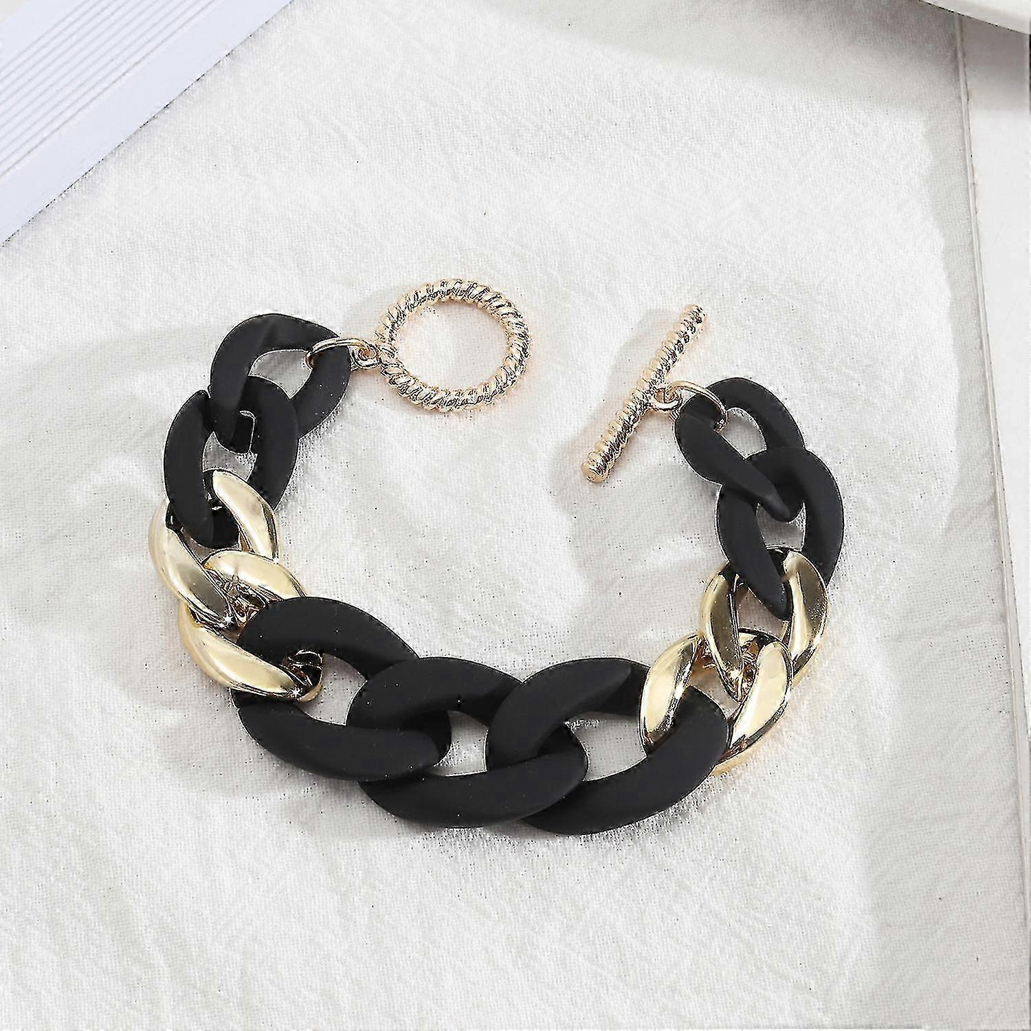 Women's Chunky Acrylic Bracelet - Minimalist Paperclip Chain with Toggle Clasp