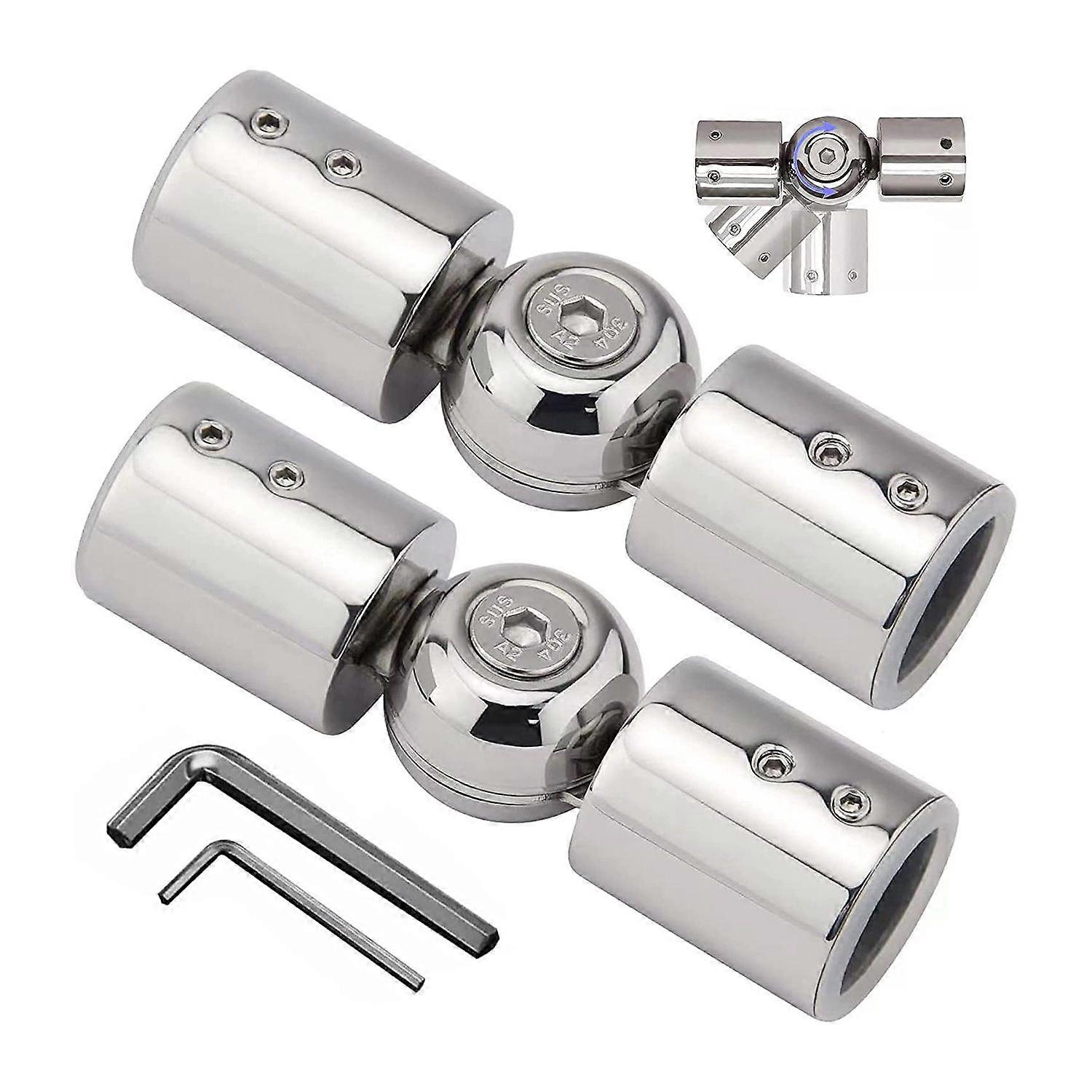 2PCS Curtain Rods Corner Connector, Adjustable Curtain Rod Corner Connector for 1 Inch Bay Window Curtain Rods(Silver)