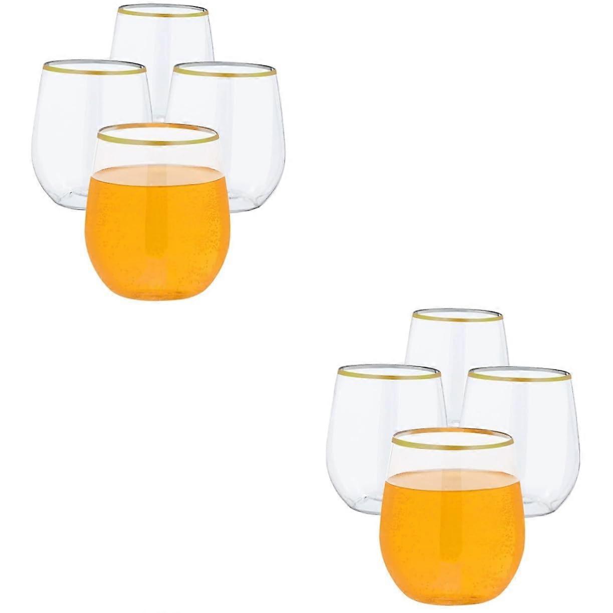 Disposable Clear Wine Glasses 2 Sets 4pcs Each Rimmed Cocktail Cups Perfect for Parties Weddings Home Office Versatile Drinking