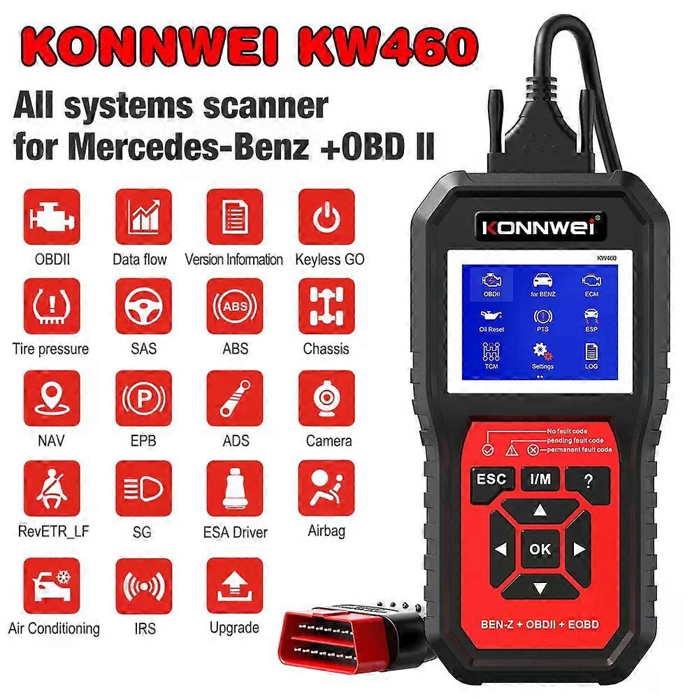 KONNWEI KW460 Obd2 Scanner for Mercedes Benz ABS Airbag Oil ABS EPB DPF SRS TPMS Reset Full Systems Auto Diagnostic Tool