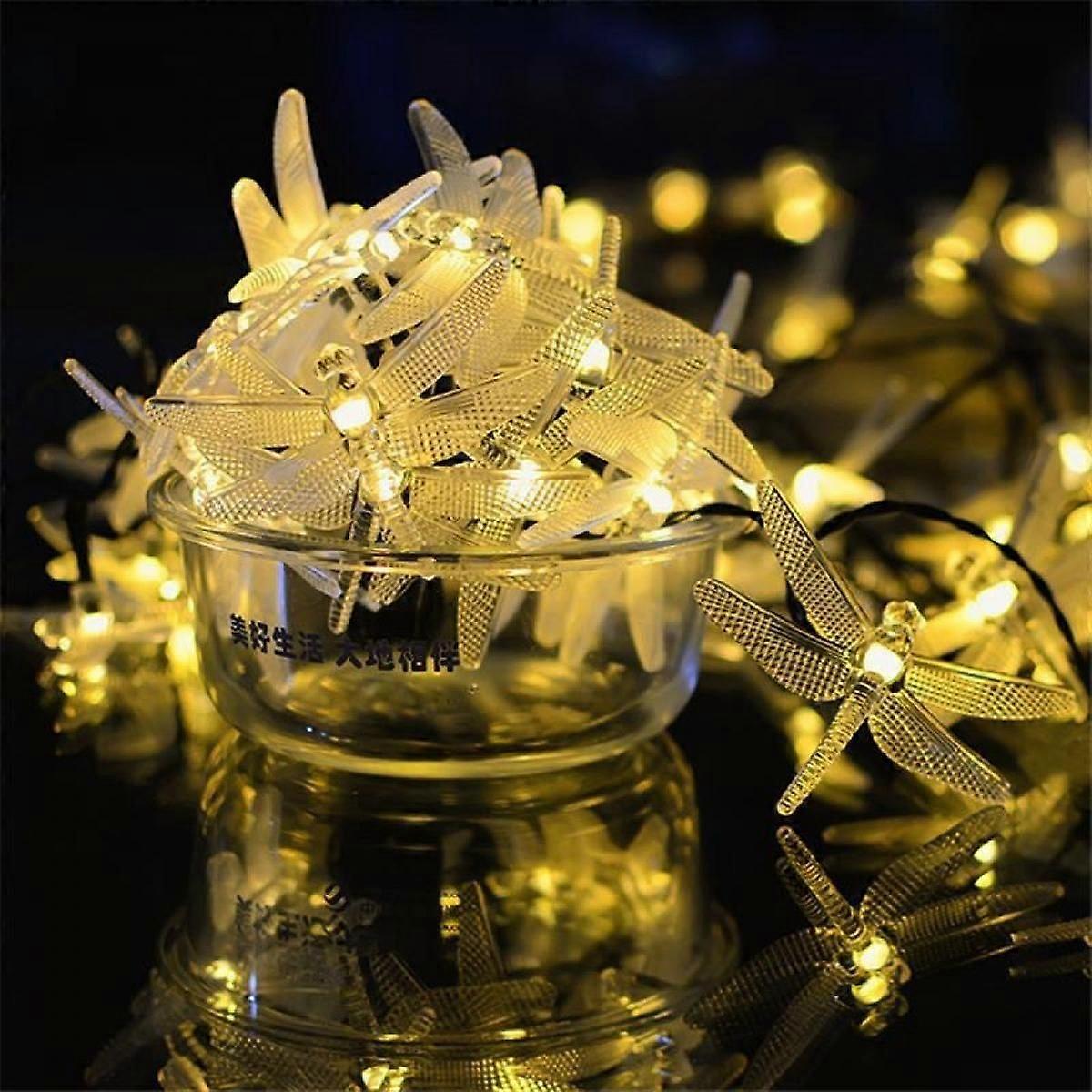 10Warm White LED Dragonfly Solar Powered Lights