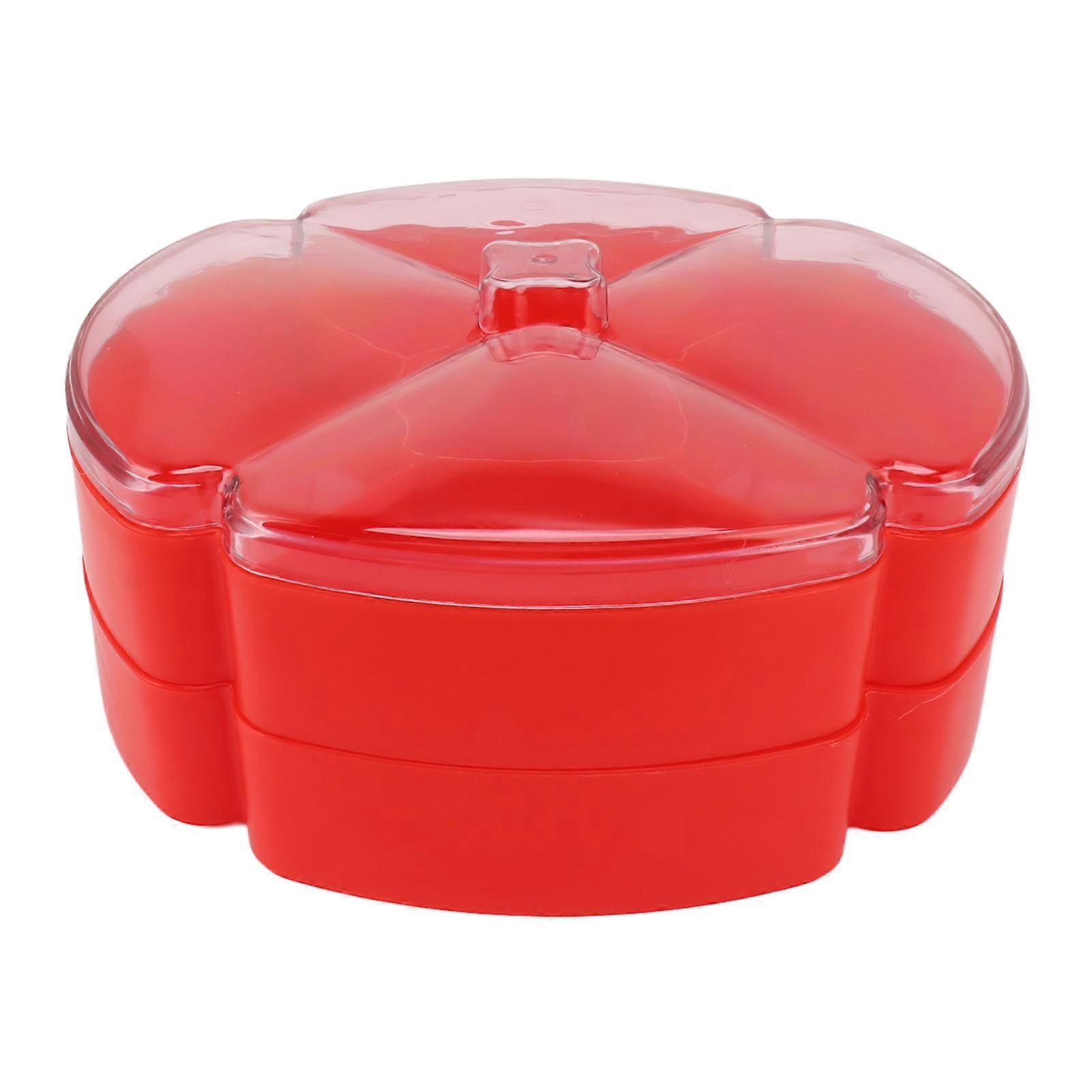 Bandeja de plástico Dupla Camada Dividida Prato de Servir Prato de Nozes Lanches de Doces Prato de Frutas Secas com Tampa