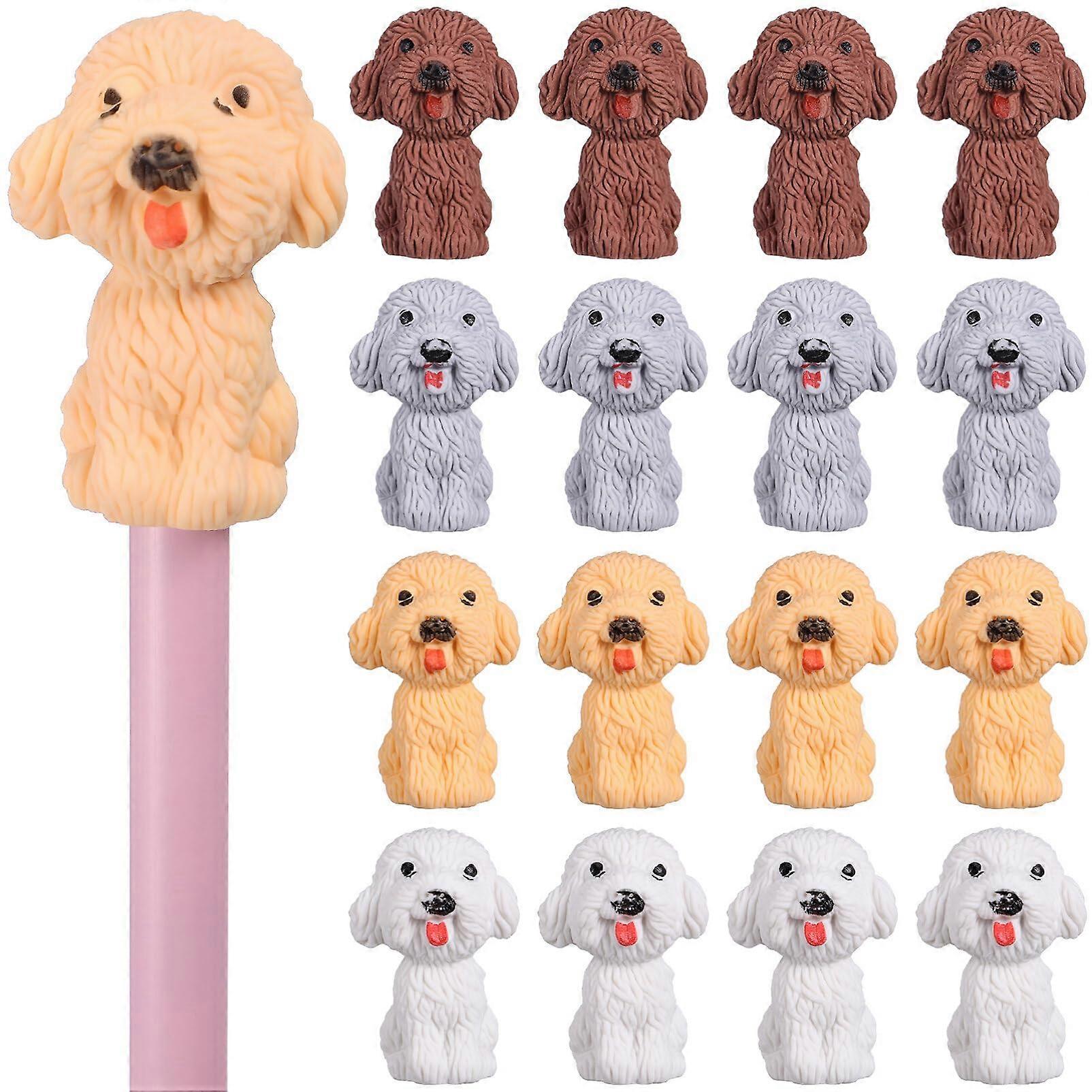 Animal Pencil Erasers Toppers, 40pcs Cute Dog and Animal Mini Erasers for Kids, Colorful Pencil Top Caps, School Supplies