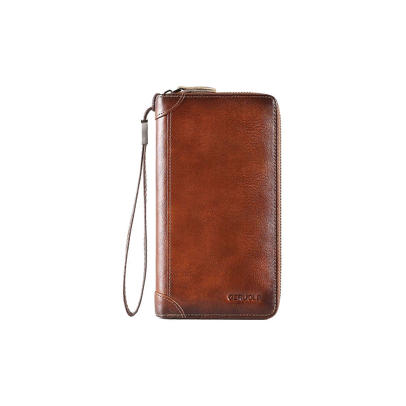 Card Bag Cowhide Wallet Men Coin Purse RFID Blocking Card Case Card Holder Coin Bag Pouch with 12/20/30/45 Card Slots Brown D