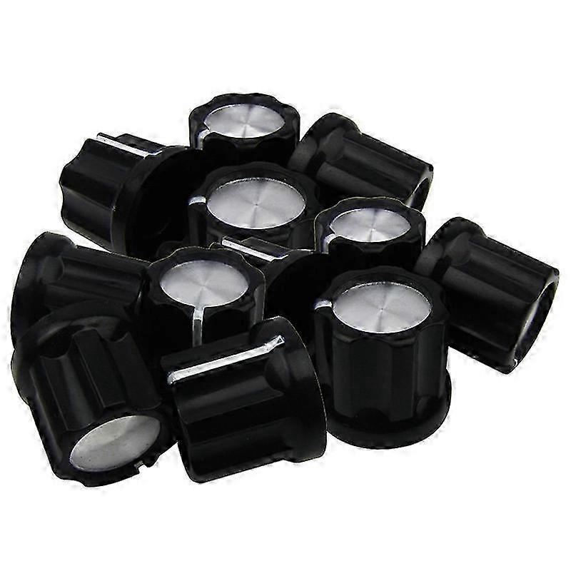 0degree Guitar Pot Knob Amp Knobs Buttons D-Type Shaft Potentiometer Pots Knobs, Black Cap Silver T