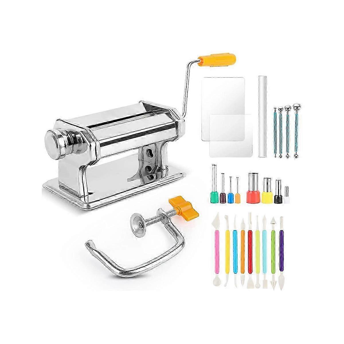 Ensemble de machine à rouleaux en argile polymère en acier inoxydable extrudeuse d’argile polymère manuelle adultes poterie en argile