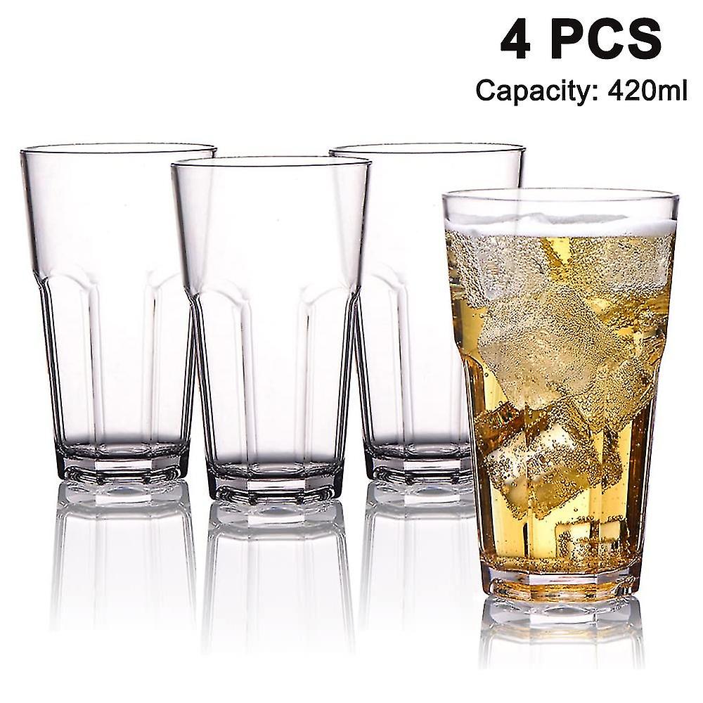 4 Pieces, Break-proof Reusable, Made Of Acrylic Drinking Cup, 420ml Octagonal Suitable For Bars, Kitchens