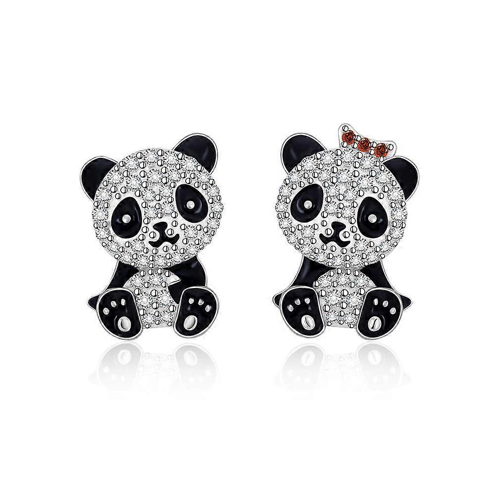 Panda Earrings for Women Sterling Silver Black Bear Stud Earrings Cute Animal Jewelry Gifts for Valentine’s Day