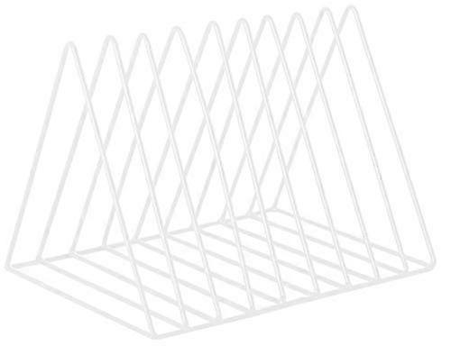 Triangle File Folder Racks and Magazine Holder,10 Lattice Metal spaper Holder Magazine File Storage for Office Home Decoration,White