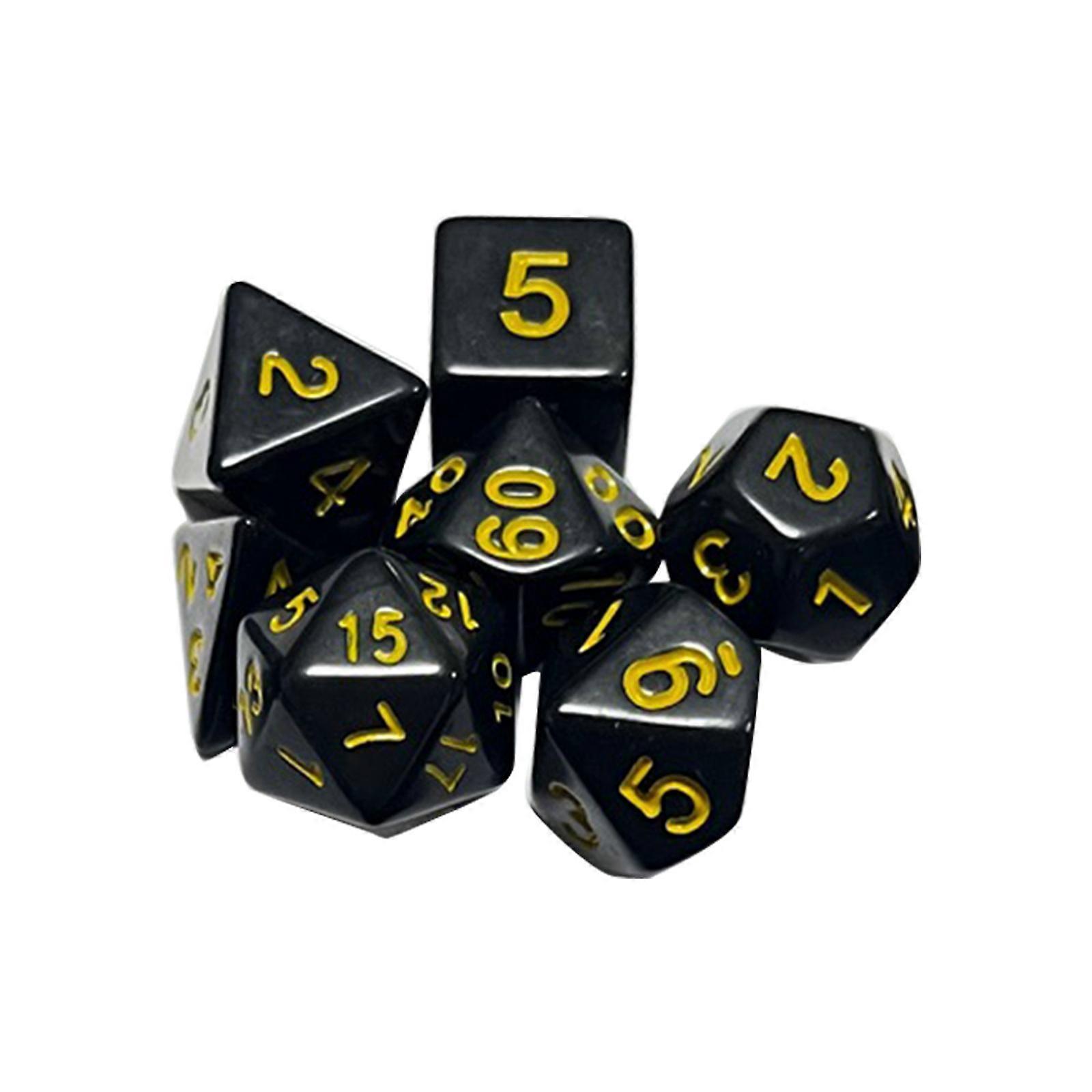 DND-Dice Set 7Pieces Polyhedral Dice for Roleplaying Dice-Games as Dungeons-and-Dragons-Black Polyhedral Dices Set  Yellow