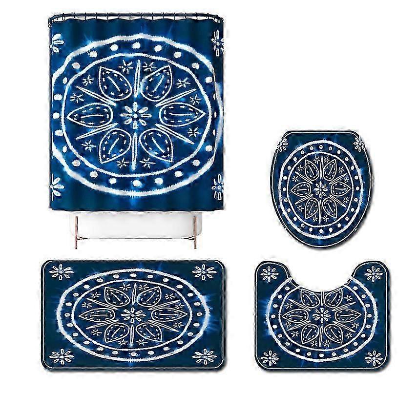 Mng Lining Print Bathroom Non-slip Mat Set