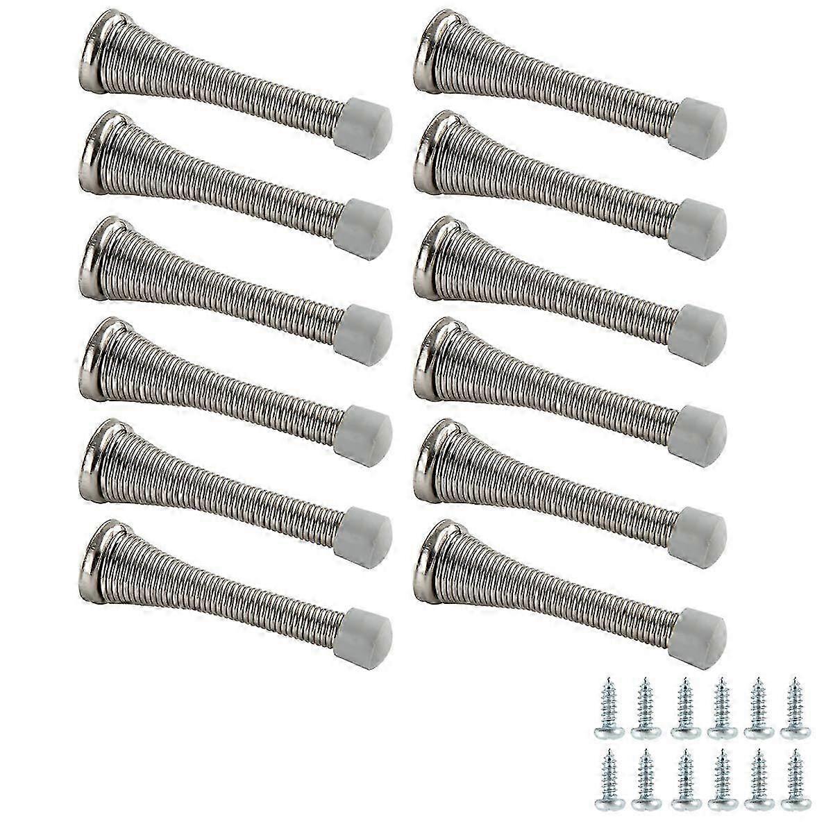 Spring Door Stop, 12-Pack, Brushed Nickel