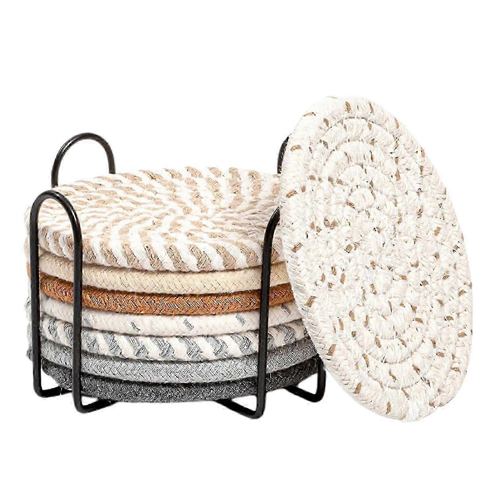 1 Set Absorbent Durable Scratch-resistant Coaster with Holder for Dining Table Decoration