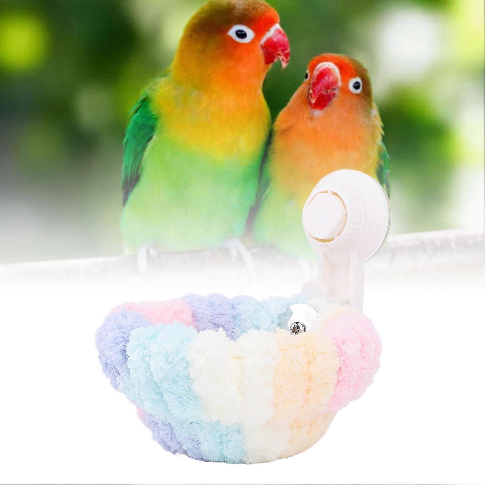 Bird Plush House Portable Four Seasons Universal Comfortable Plush Warm Bird Sleeping Bed with Suction Cup Large