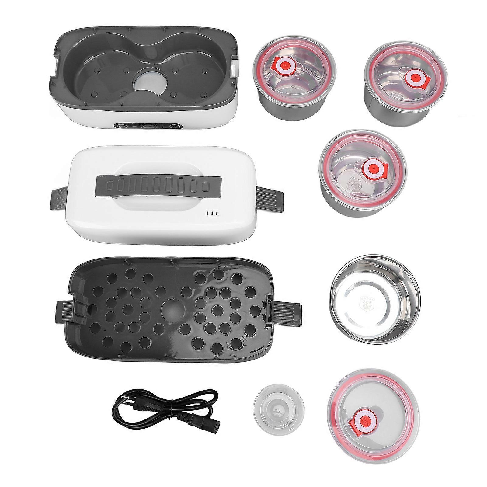 Electric Lunch Box Food Heater Double Layer 4 Stainless Steel Bowls Portable Heated Lunch Warmer with 24 Hour Timer EU Plug 220V for Office Camping