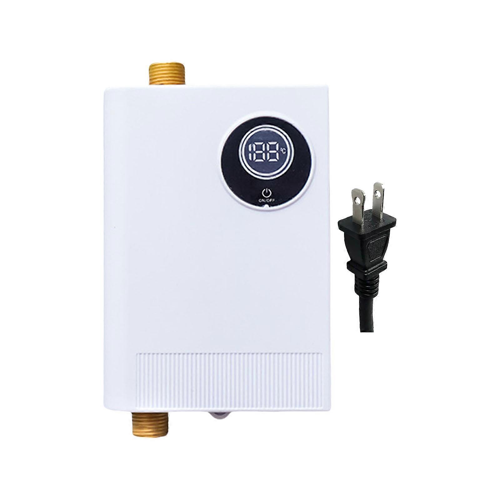Energy Efficient Tankless Hot Water System Vertical Installation Electric Water Heater with LED Temperature Display White