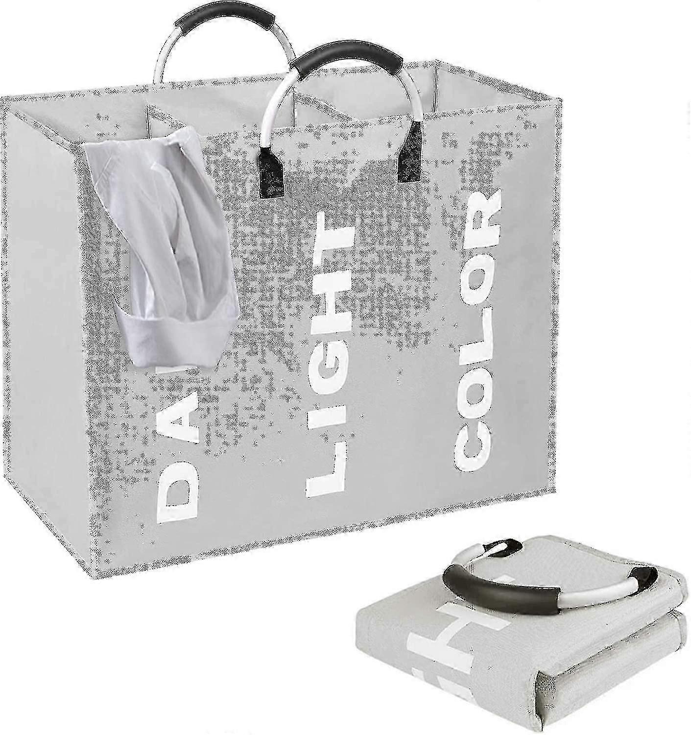 3 Sections Foldable Laundry Hamper, Durable Oxford Cloth Clothes Sorter