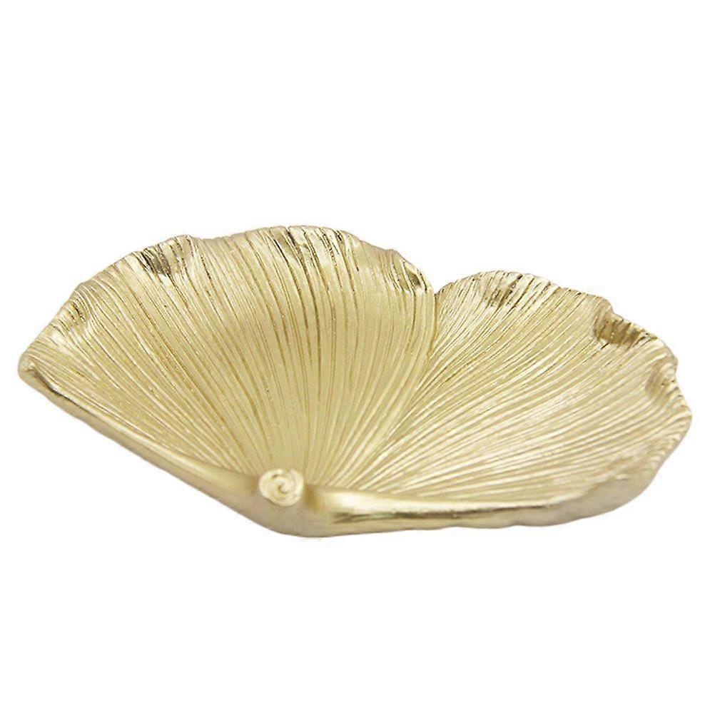 1Pc Creative Desktop Storage Tray Golden Leaf Shape Storage Rack Jewelry Tray