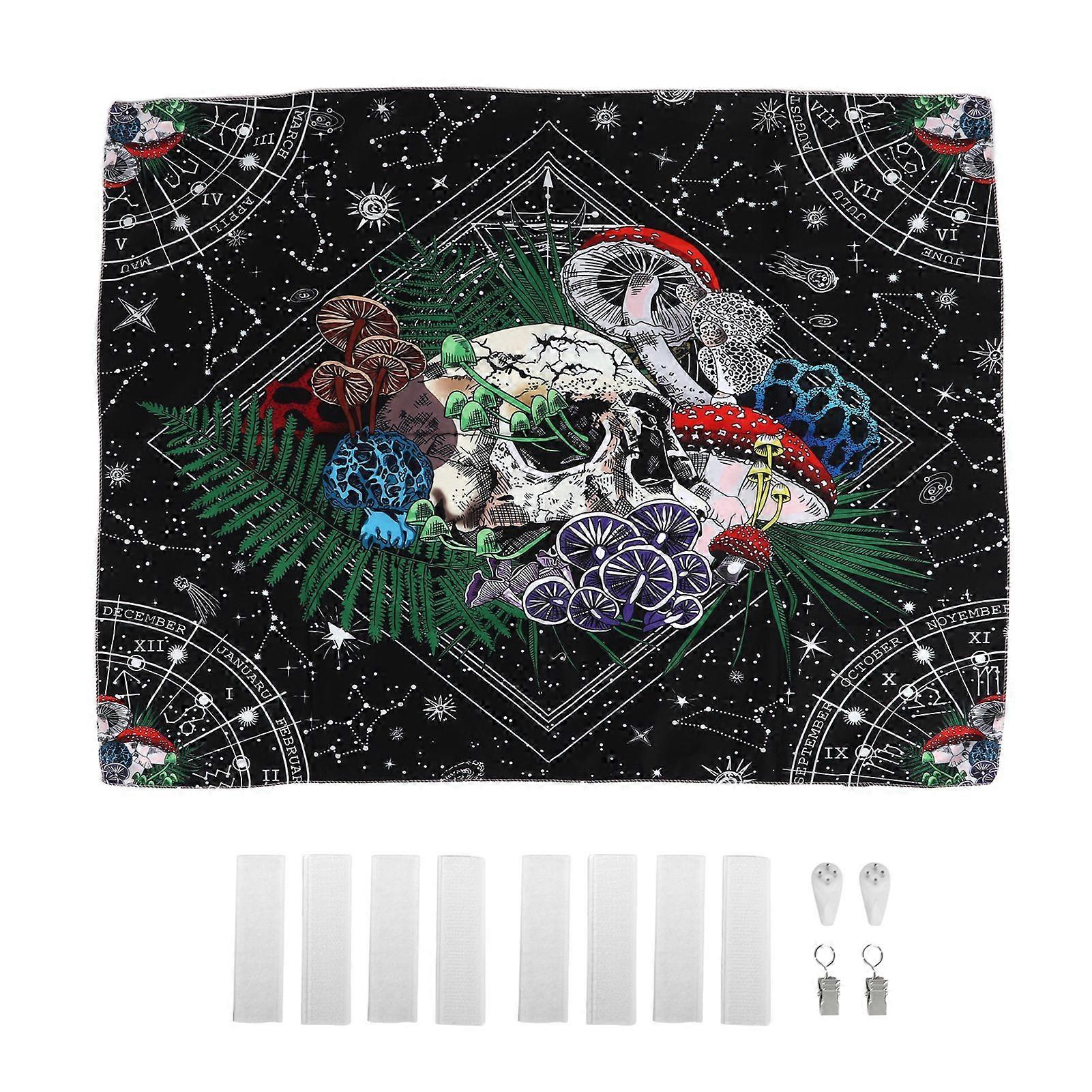 2025 Latest Model  Decorative Tapestry Colorful Mushroom Skull Pattern Soft
